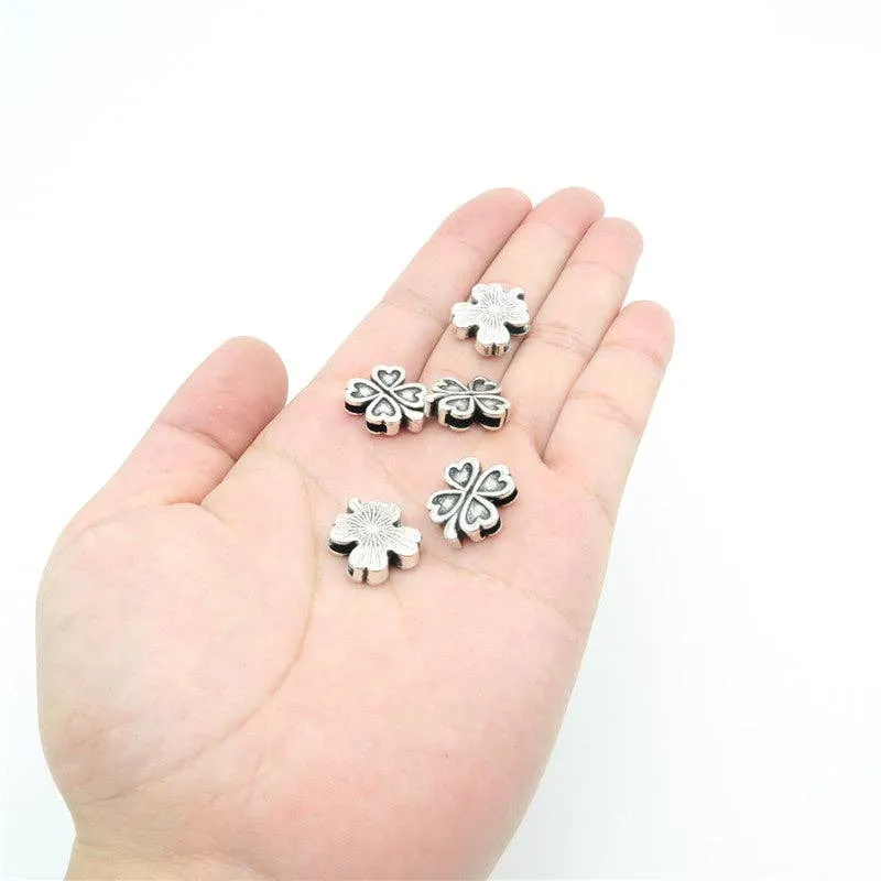 10 Pcs For 10mm flat leather,Antique Silver Clover  jewelry supplies jewelry finding D-1-10-14