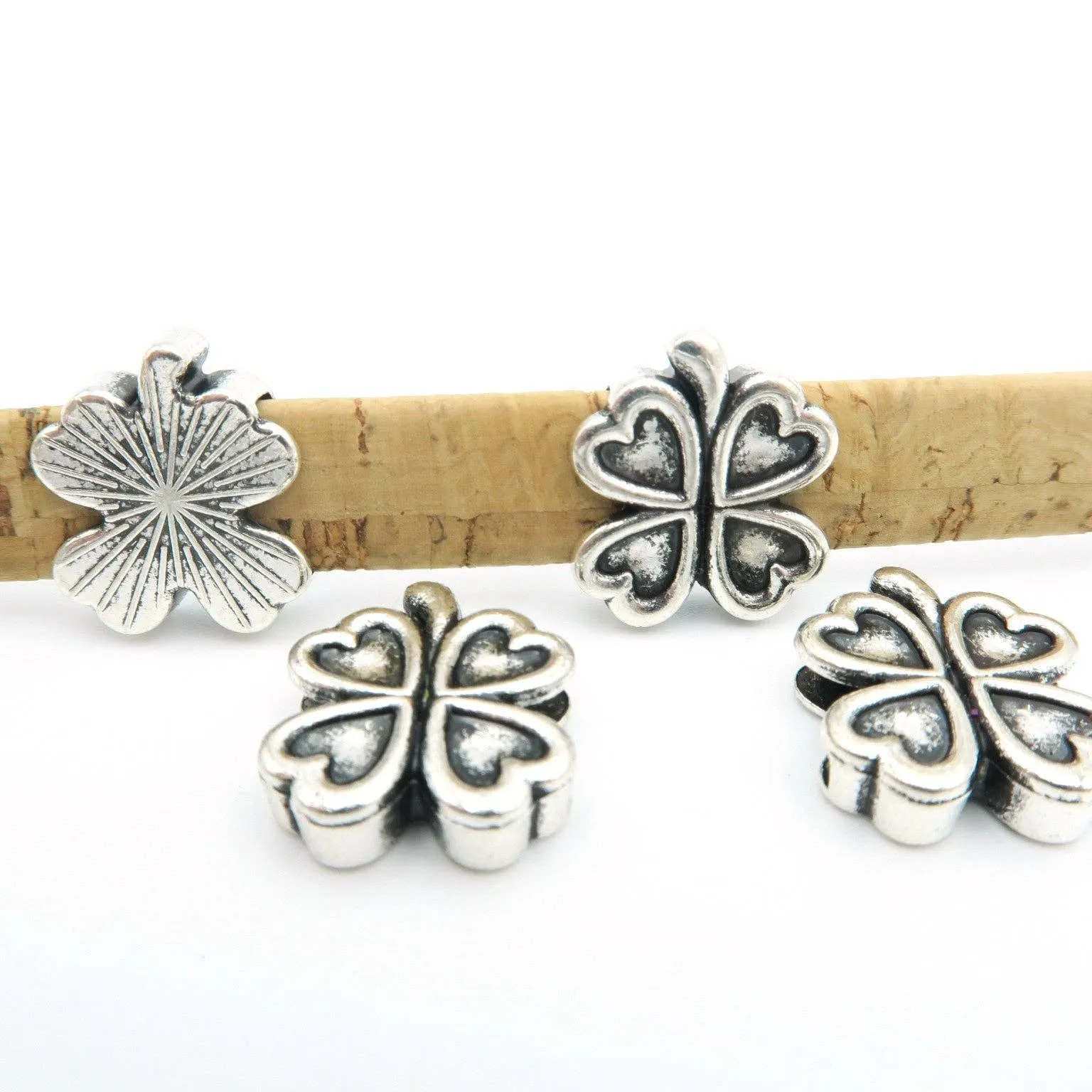 10 Pcs For 10mm flat leather,Antique Silver Clover  jewelry supplies jewelry finding D-1-10-14