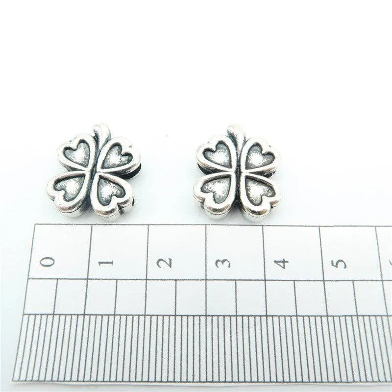 10 Pcs For 10mm flat leather,Antique Silver Clover  jewelry supplies jewelry finding D-1-10-14