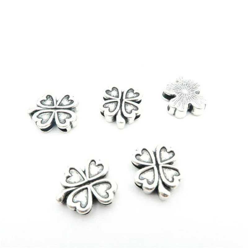 10 Pcs For 10mm flat leather,Antique Silver Clover  jewelry supplies jewelry finding D-1-10-14