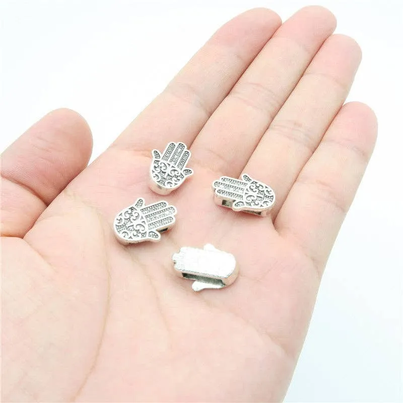 10 Pcs for 10mm flat leather,Antique Silver Fatima Hand jewelry supplies jewelry finding D-1-10-48