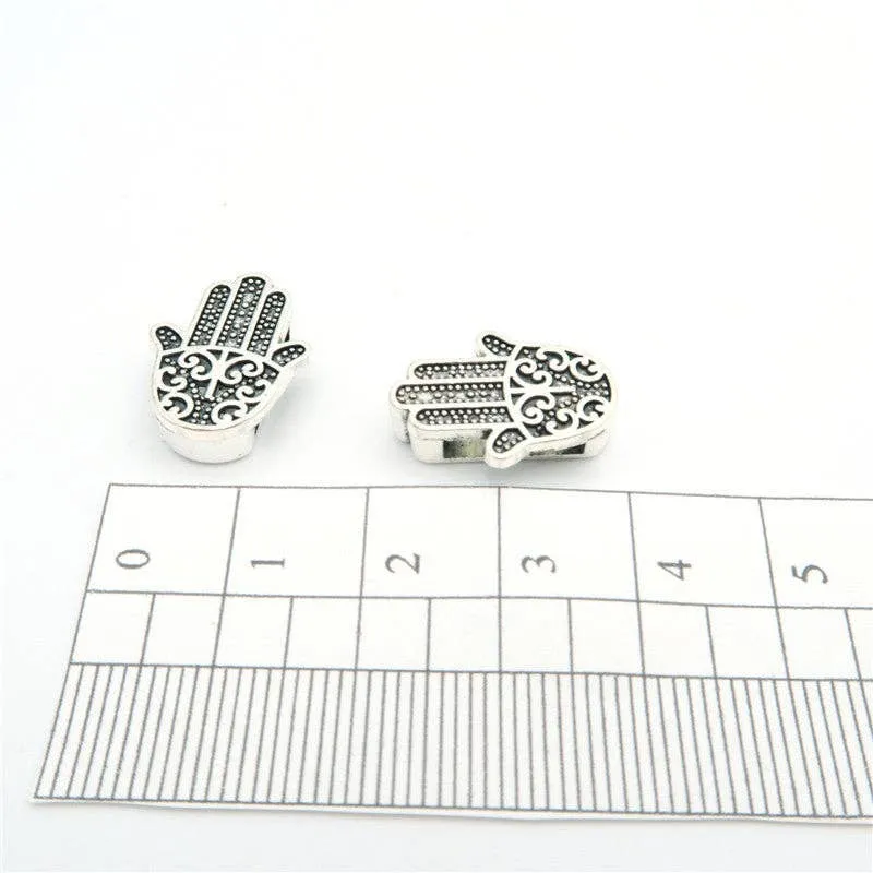 10 Pcs for 10mm flat leather,Antique Silver Fatima Hand jewelry supplies jewelry finding D-1-10-48