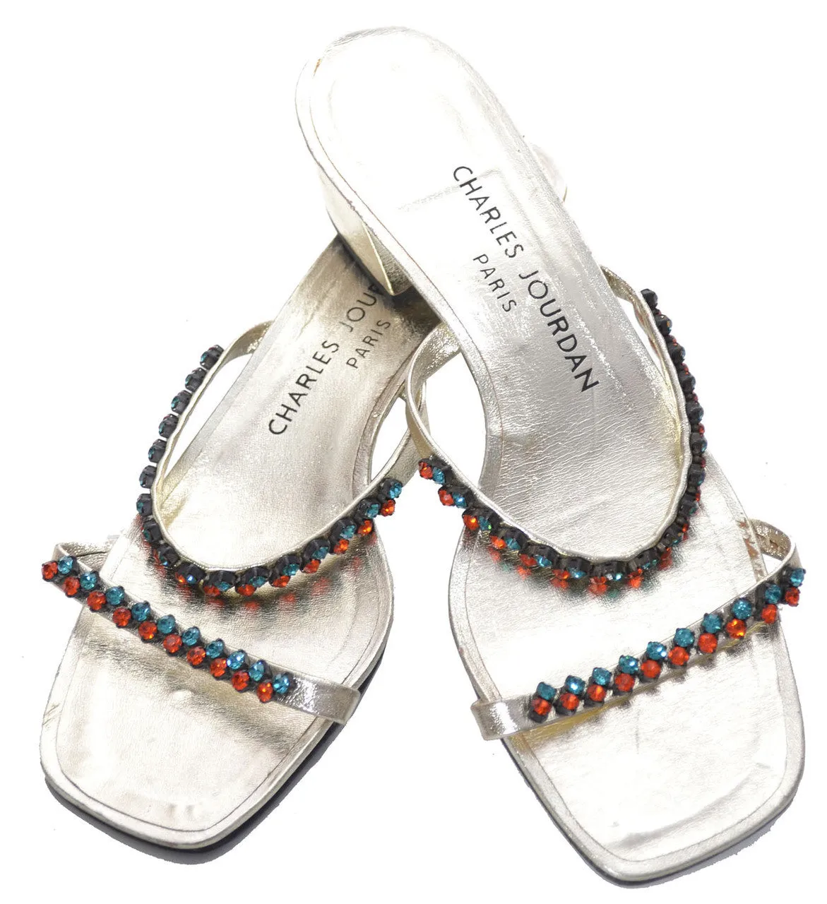 1970s Charles Jourdan Paris Rhinestone Sandals 7.5