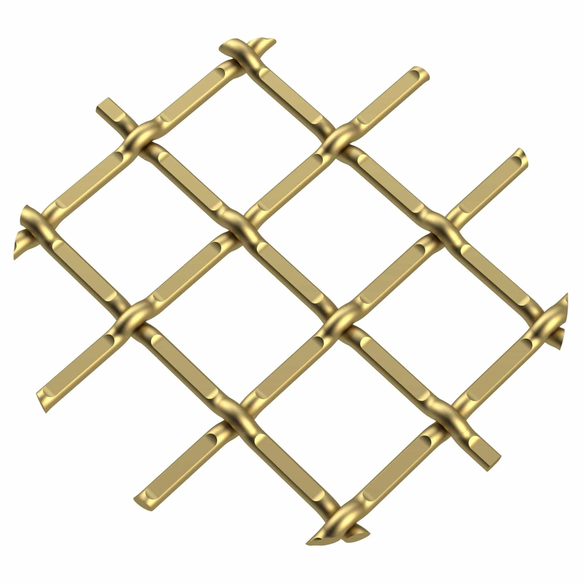 .5" Round Single Diamond Decorative Grille - Satin Brass, 36" W x 48" L Sheet