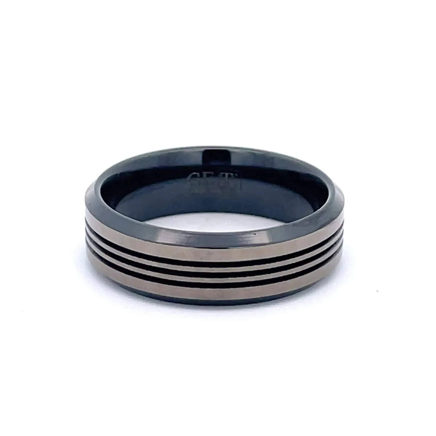 7mm Titanium & Black Zirconium GETi Ring Size T