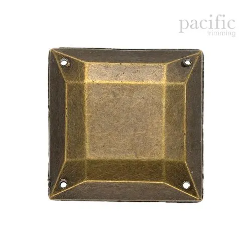 A Pack of 3pcs Square Acrylic Sew on Jewel in Antique Brass