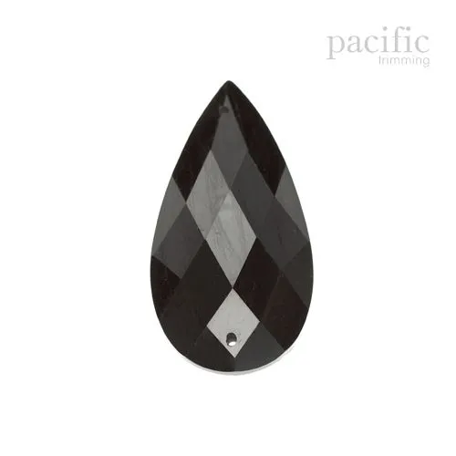 A pack of 5pcs Black Acrylic Sew on Jewel Teardrop