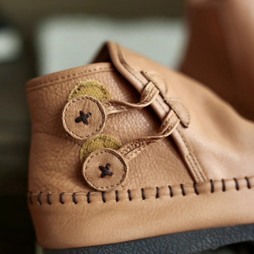 Autumn Retro Handmade Flat Short Women's Boots | Gift Shoes