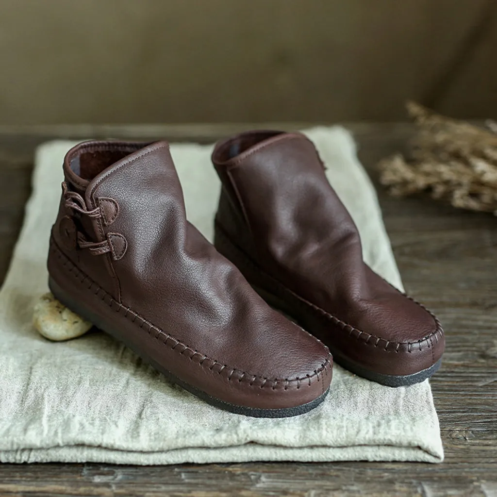 Autumn Retro Handmade Flat Short Women's Boots | Gift Shoes