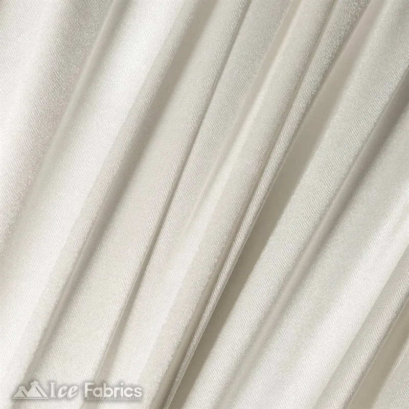 Casino 4 Way Stretch Satin Fabric Shiny Ivory Silky Spandex