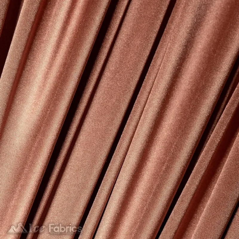 Casino 4 Way Stretch Satin Fabric Shiny Rose Gold Silky Spandex