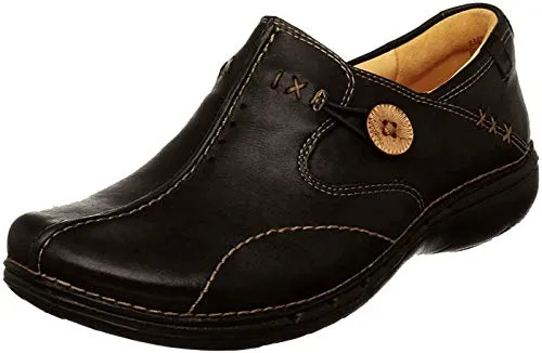 Clarks Womens Un.Loop, Black Leather,8.5 Narrow