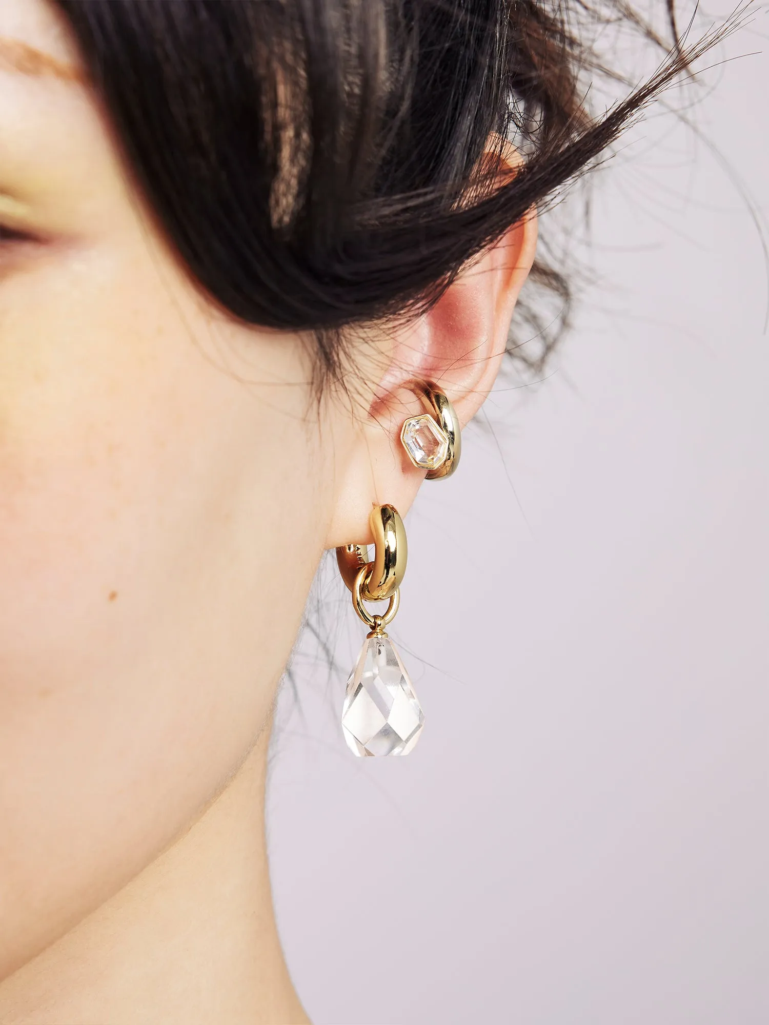 Crystal Drop Hoop Earring