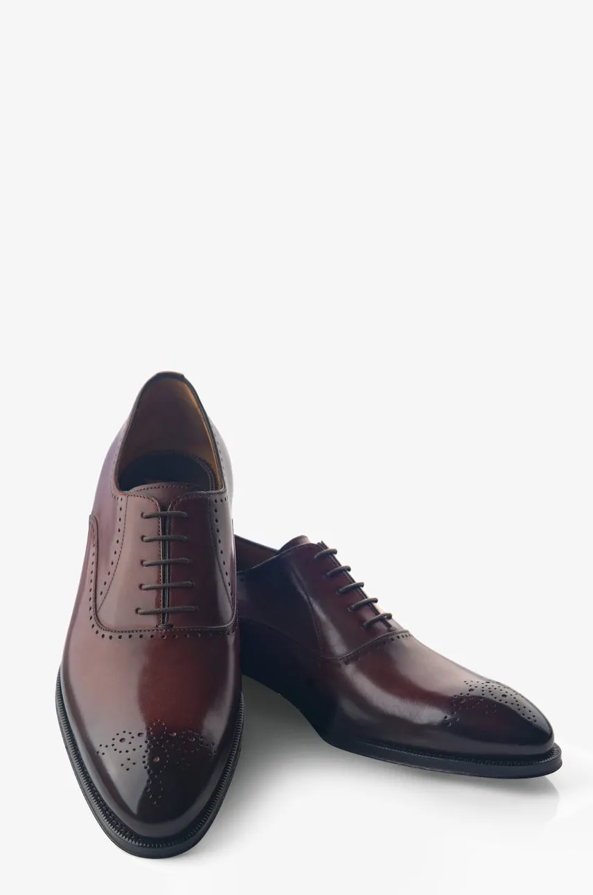 David August Leather Brogue Oxford in Marron Degrede