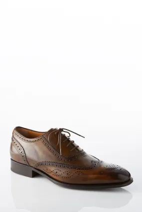 David August Leather Wingtip Brogue Shoes in Light Brown