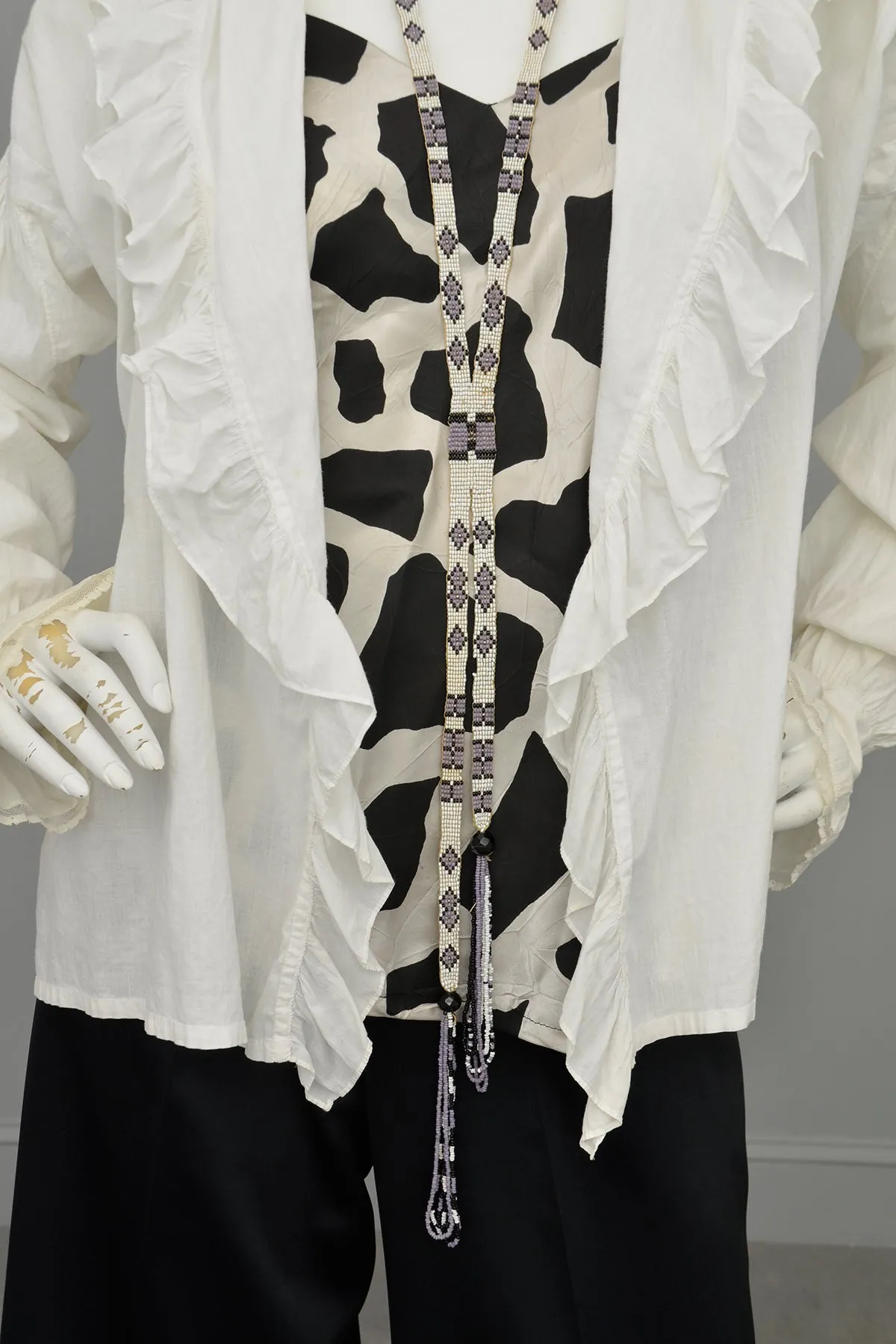 Edwardian White Blouse Smock w Ruffles Puffy Sleeves