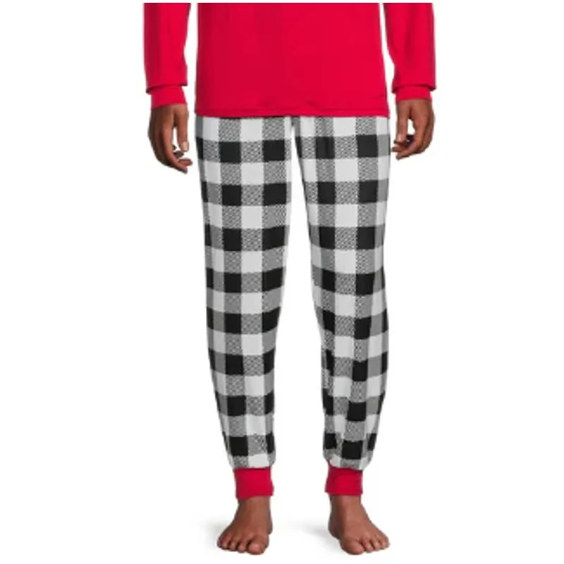 FAMILY PAJAMAS Men's Lightweight Thermal Waffle Buffalo Check Pajama Pants