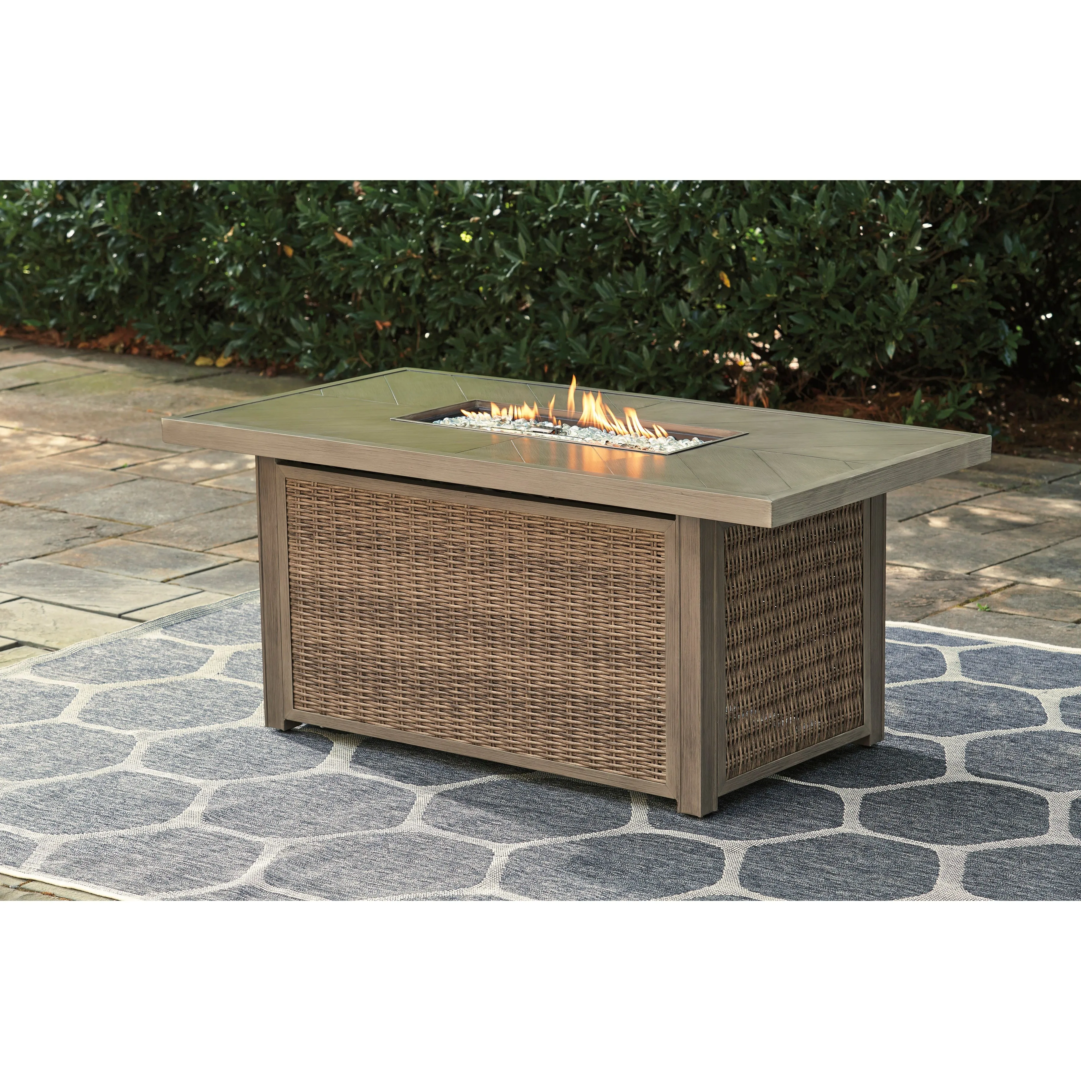 Fire Island Mist 4pc Outdoor Sectional   Firepit Set