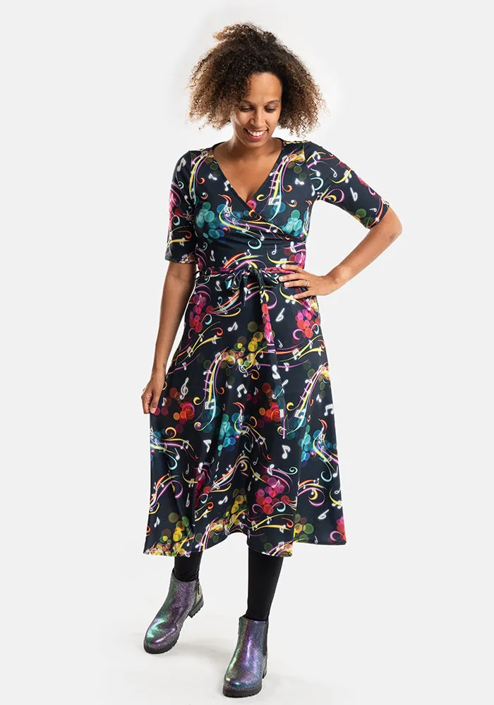 Kaydence Musical Rainbow Print Midi Dress