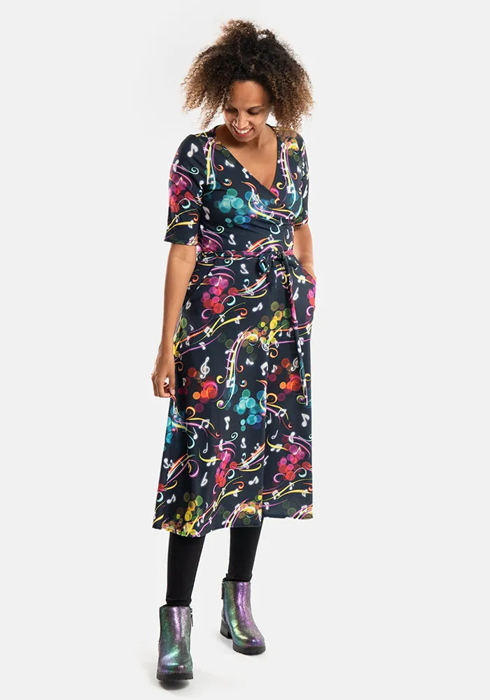 Kaydence Musical Rainbow Print Midi Dress