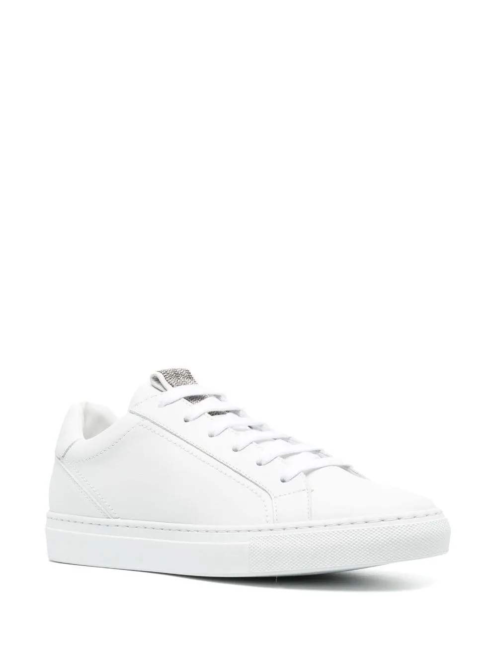 MATT CALFSKIN TRAINERS WITH PRECIOUS DETAIL