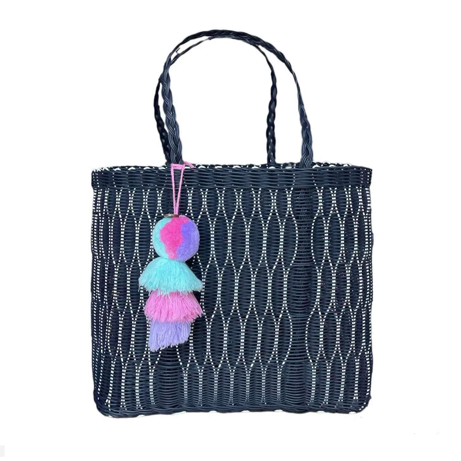 Navy Mesh Citron Tote