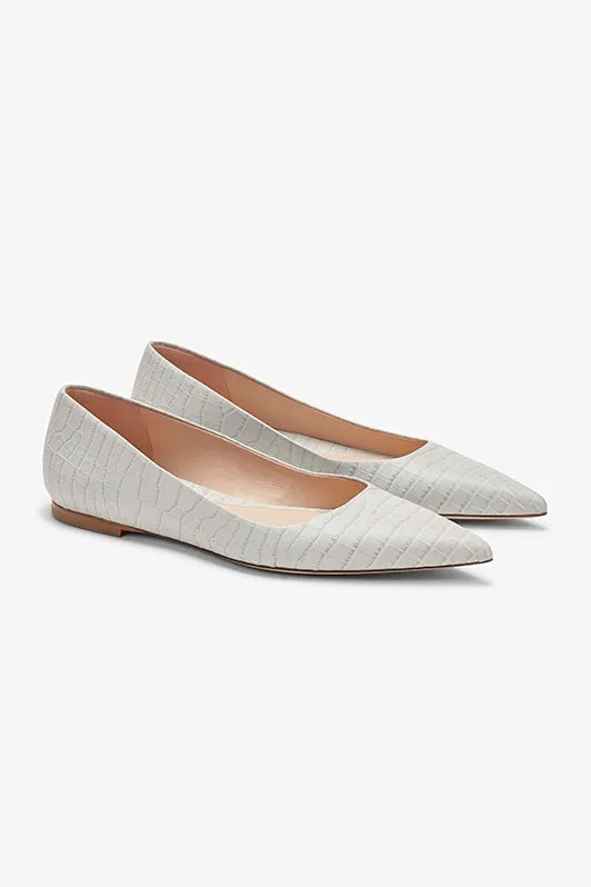 Rowan Flat - Embossed Croc :: Gray