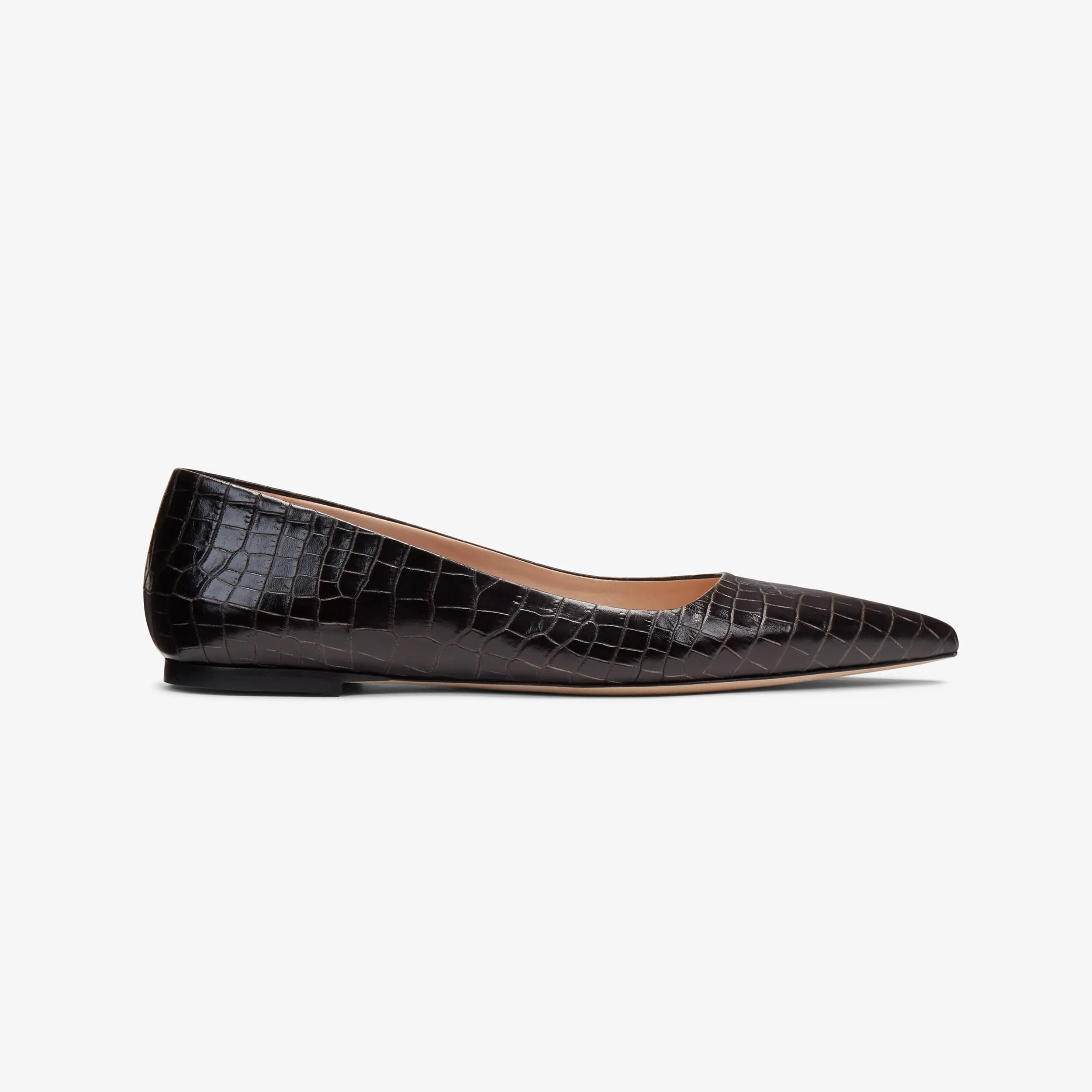 Rowan Flat - Embossed Croc :: Onyx