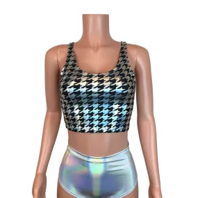 SALE - Crop Tank Top - Houndstooth Holographic