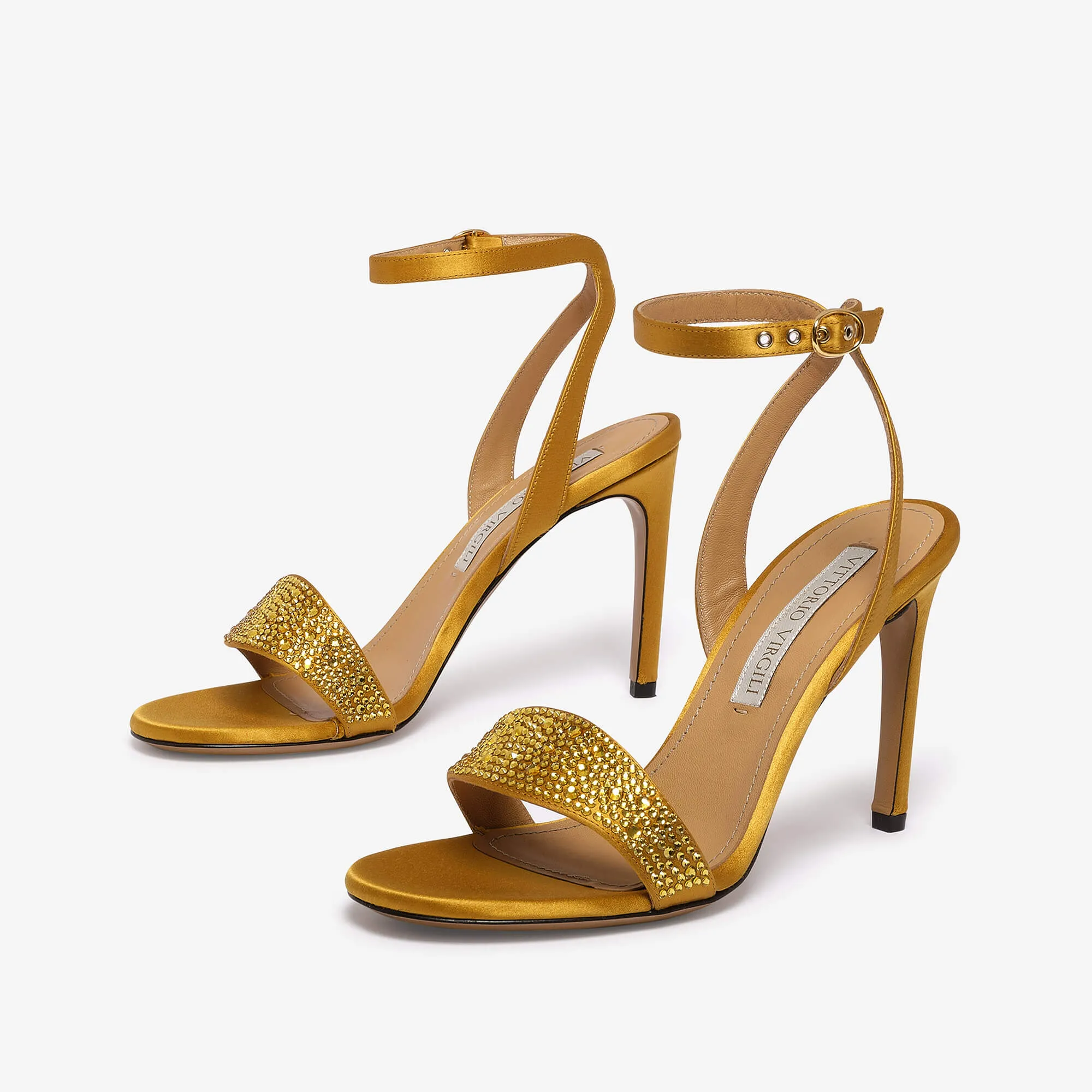 Secunda | Women's leather sandal with rhinestone