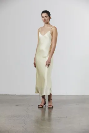 Silk Satin Slip - Pale Lemon