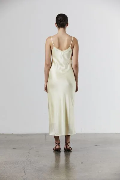 Silk Satin Slip - Pale Lemon