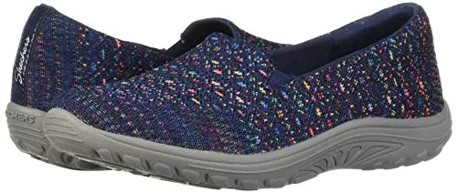 Skechers Women's Reggae Fest-Wicker-Engineered Knit Twin Gore Slip On (Willows) Loafer Flat, Navy, 9.5 M US