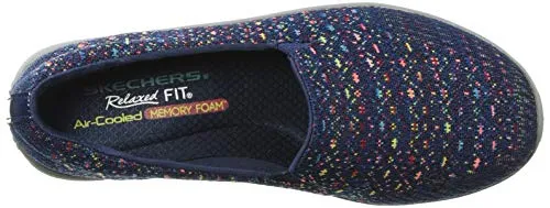 Skechers Women's Reggae Fest-Wicker-Engineered Knit Twin Gore Slip On (Willows) Loafer Flat, Navy, 9.5 M US