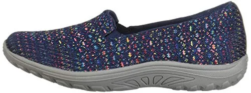 Skechers Women's Reggae Fest-Wicker-Engineered Knit Twin Gore Slip On (Willows) Loafer Flat, Navy, 9.5 M US