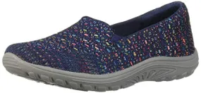 Skechers Women's Reggae Fest-Wicker-Engineered Knit Twin Gore Slip On (Willows) Loafer Flat, Navy, 9.5 M US