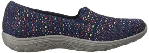 Skechers Women's Reggae Fest-Wicker-Engineered Knit Twin Gore Slip On (Willows) Loafer Flat, Navy, 9.5 M US