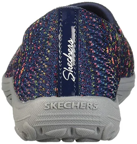 Skechers Women's Reggae Fest-Wicker-Engineered Knit Twin Gore Slip On (Willows) Loafer Flat, Navy, 9.5 M US