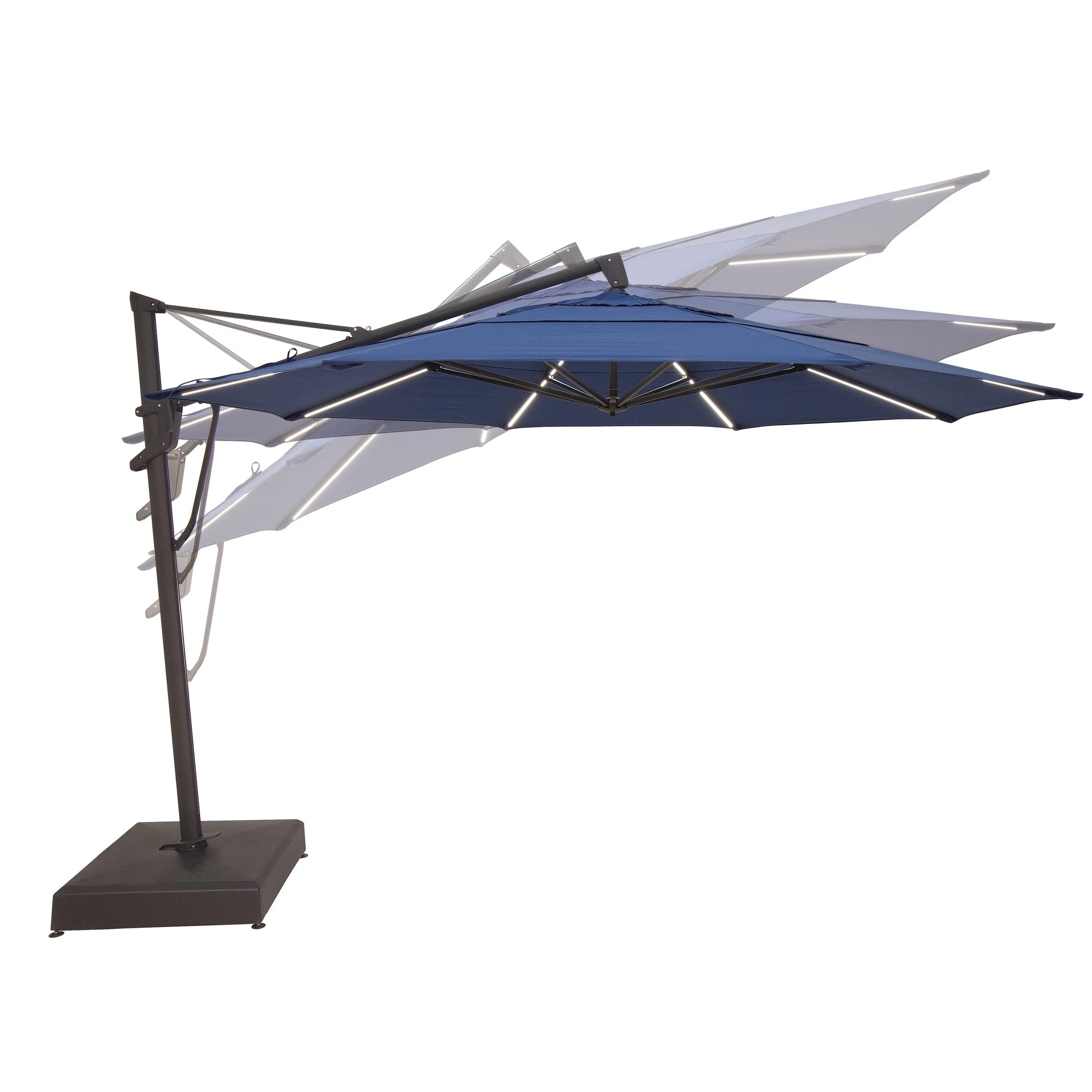 Treasure Garden 13 ft Outdoor Patio Umbrella with Lux Lighting, Octagonal Cantilever with Fixed Base or Rolling  Base*