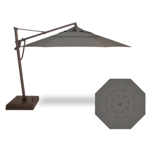 Treasure Garden 13 ft Outdoor Patio Umbrella with Lux Lighting, Octagonal Cantilever with Fixed Base or Rolling  Base*