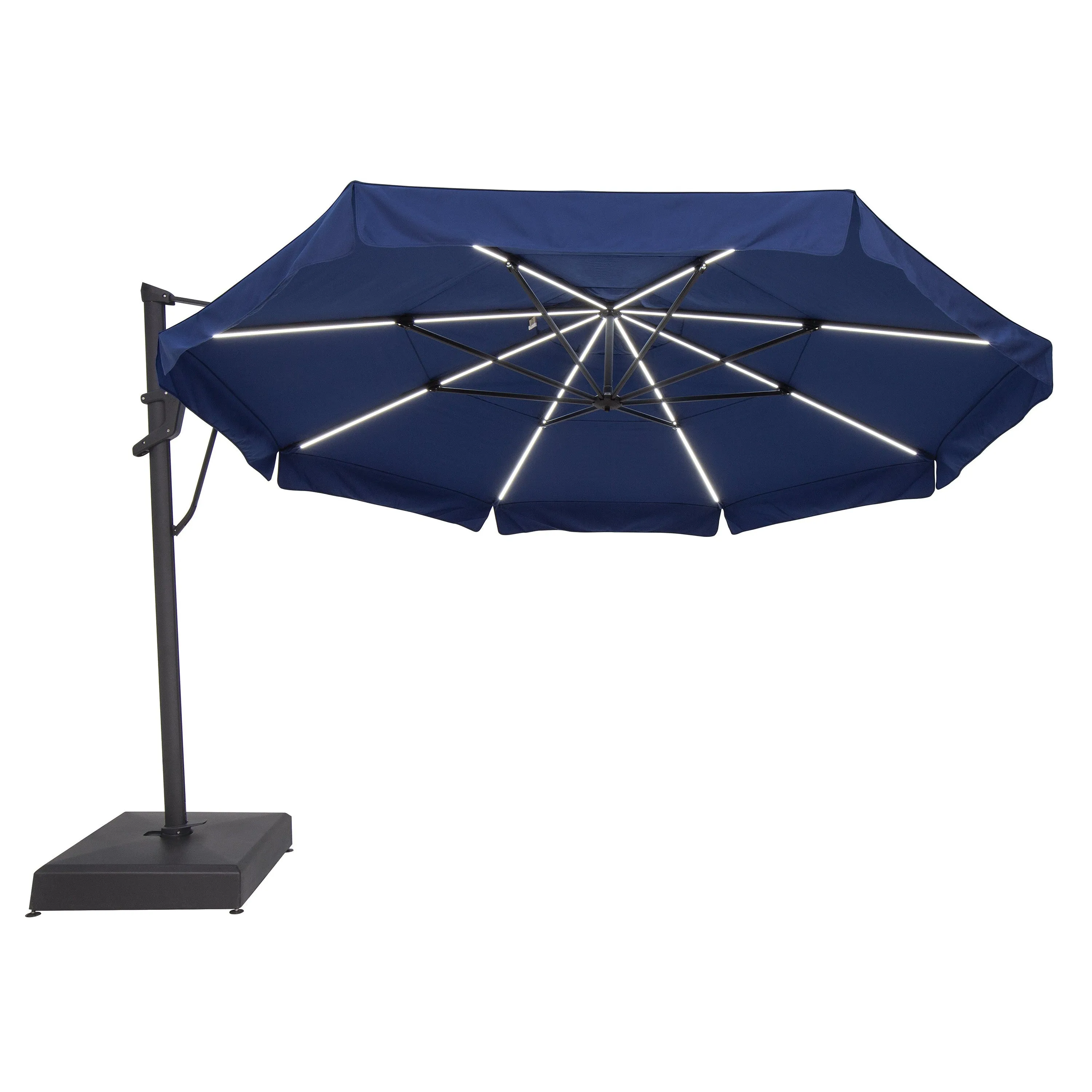 Treasure Garden 13 ft Outdoor Patio Umbrella with Lux Lighting, Octagonal Cantilever with Fixed Base or Rolling  Base*