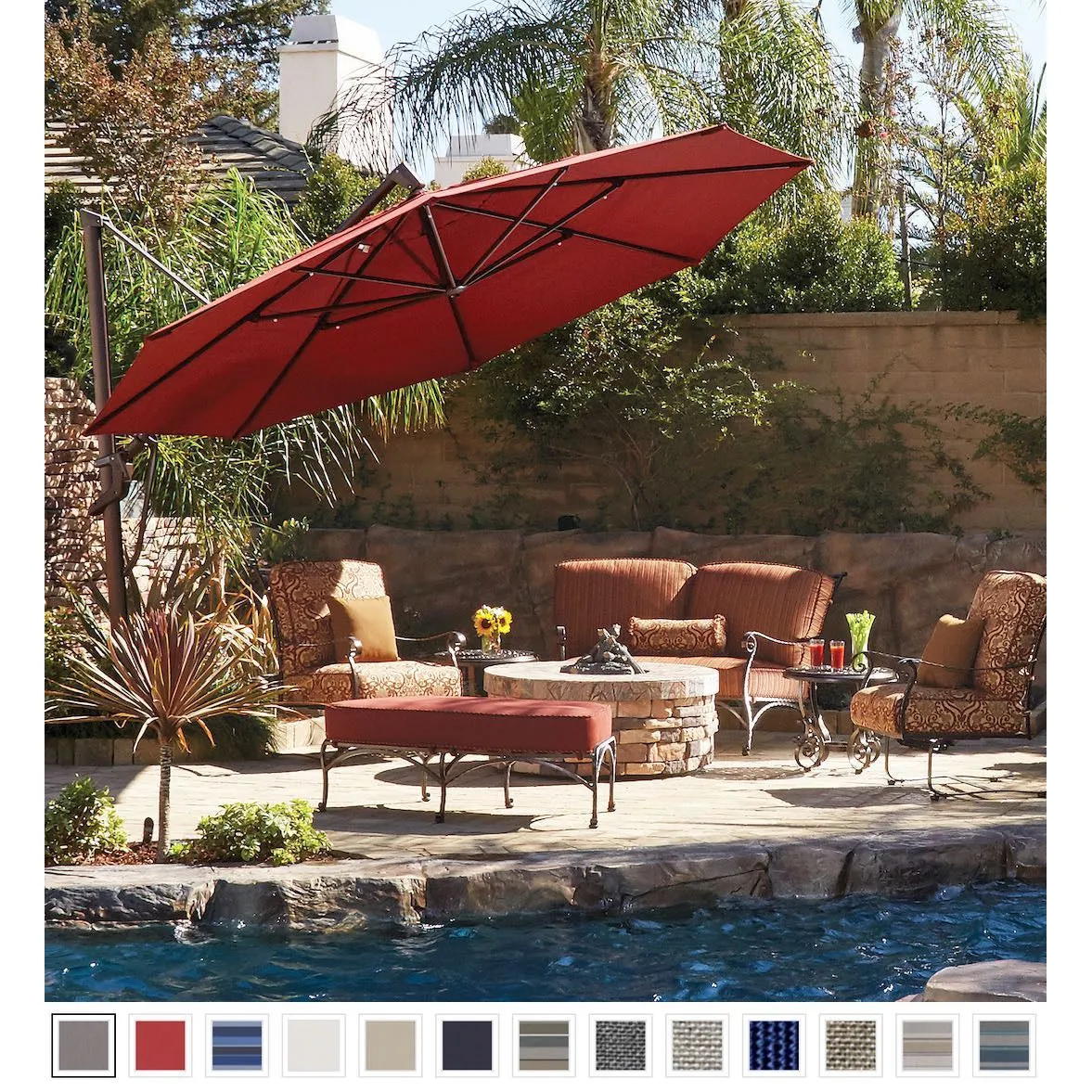 Treasure Garden 13 ft Outdoor Patio Umbrella with Lux Lighting, Octagonal Cantilever with Fixed Base or Rolling  Base*