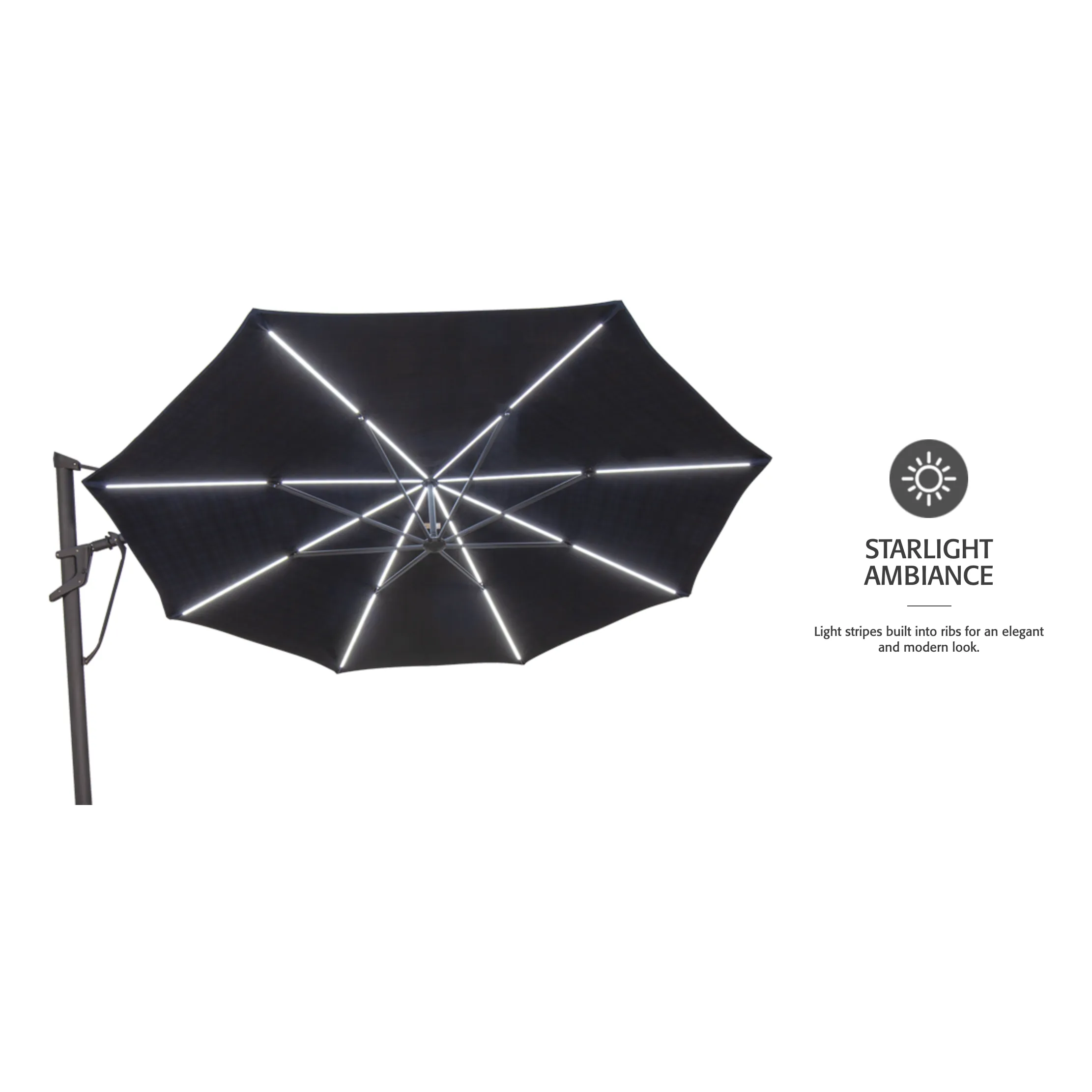 Treasure Garden 13 ft Outdoor Patio Umbrella with Lux Lighting, Octagonal Cantilever with Fixed Base or Rolling  Base*