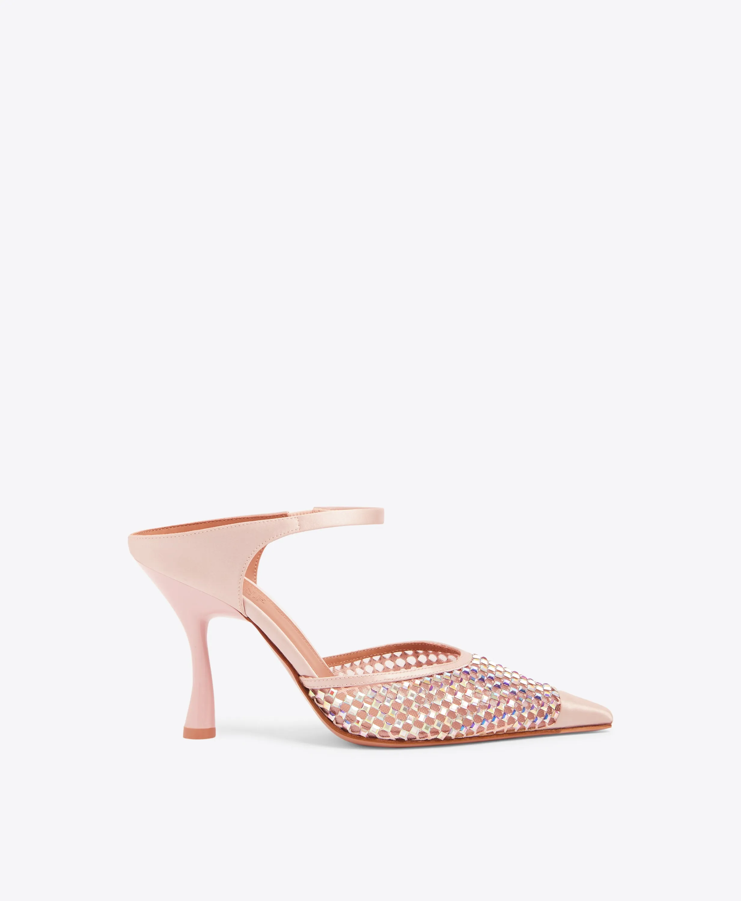 Vega 90 Pink Crystal Satin Mules