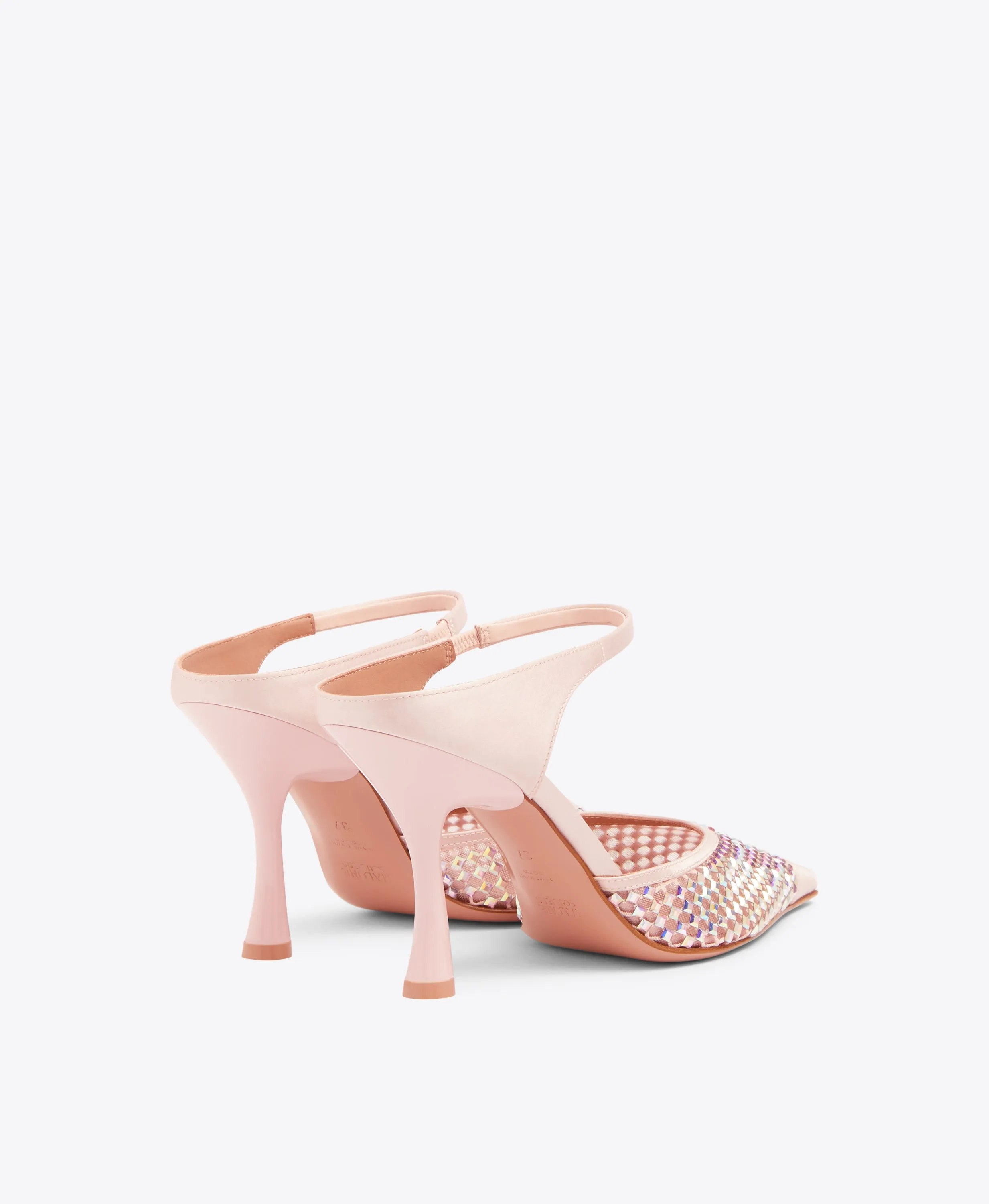 Vega 90 Pink Crystal Satin Mules