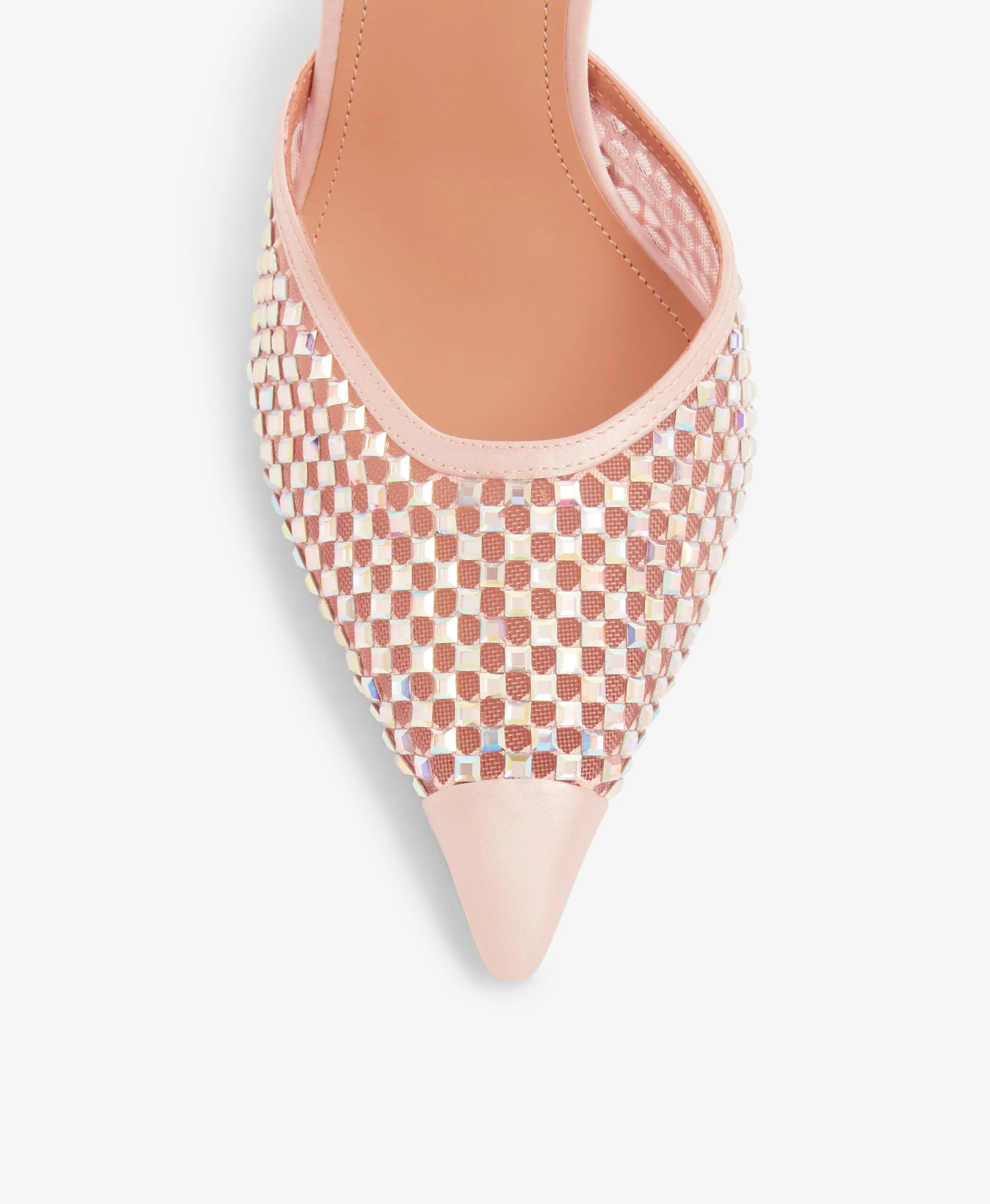 Vega 90 Pink Crystal Satin Mules