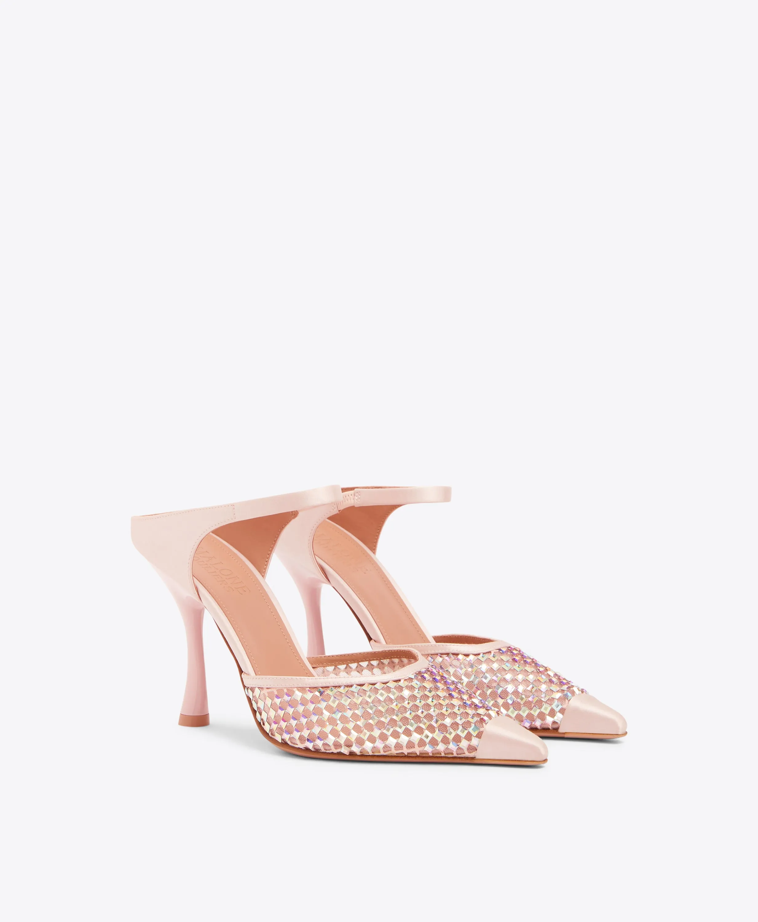 Vega 90 Pink Crystal Satin Mules